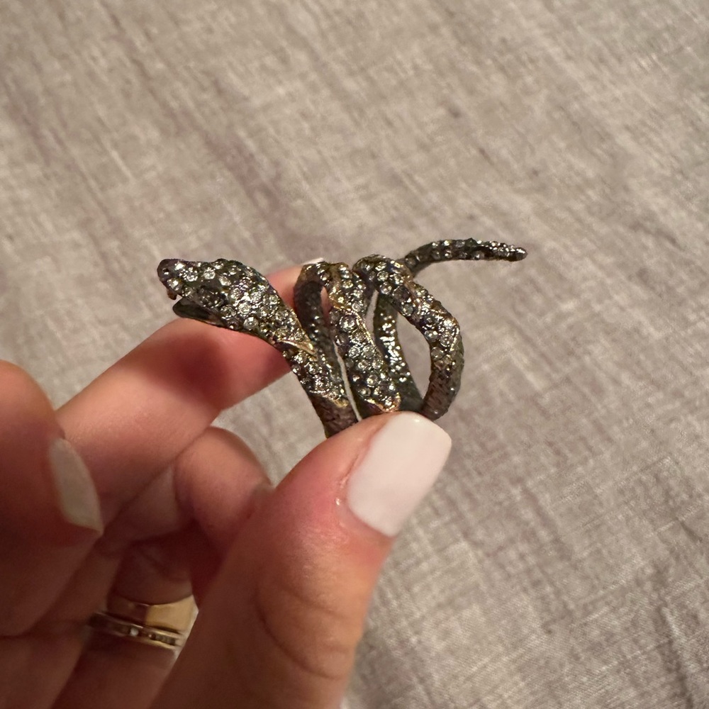 Alexis Bittar rhodium snake ring